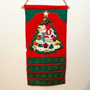 VTG 1991 Pockets Of Learning Fabric Wall Christmas Advent Calendar